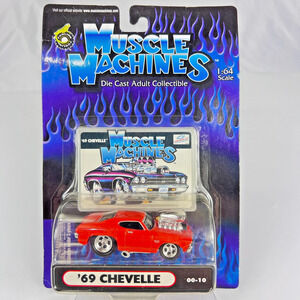 Muscle Machines '69 Chevy Chevelle #00-10 Die Cast 1:64 Orange Car - FUNLINE